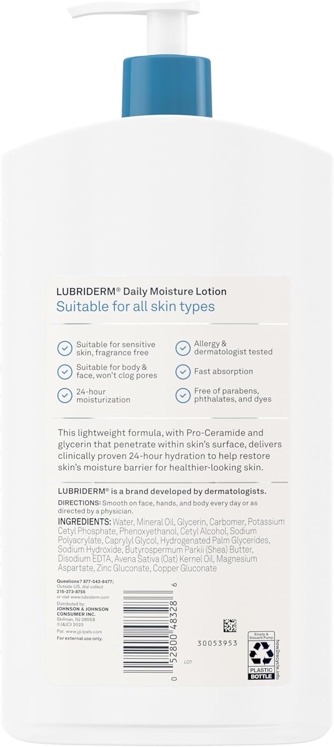 Lubriderm Daily Moisture Hydrating Unscented Body Lotion with Pro-Vitamin B5