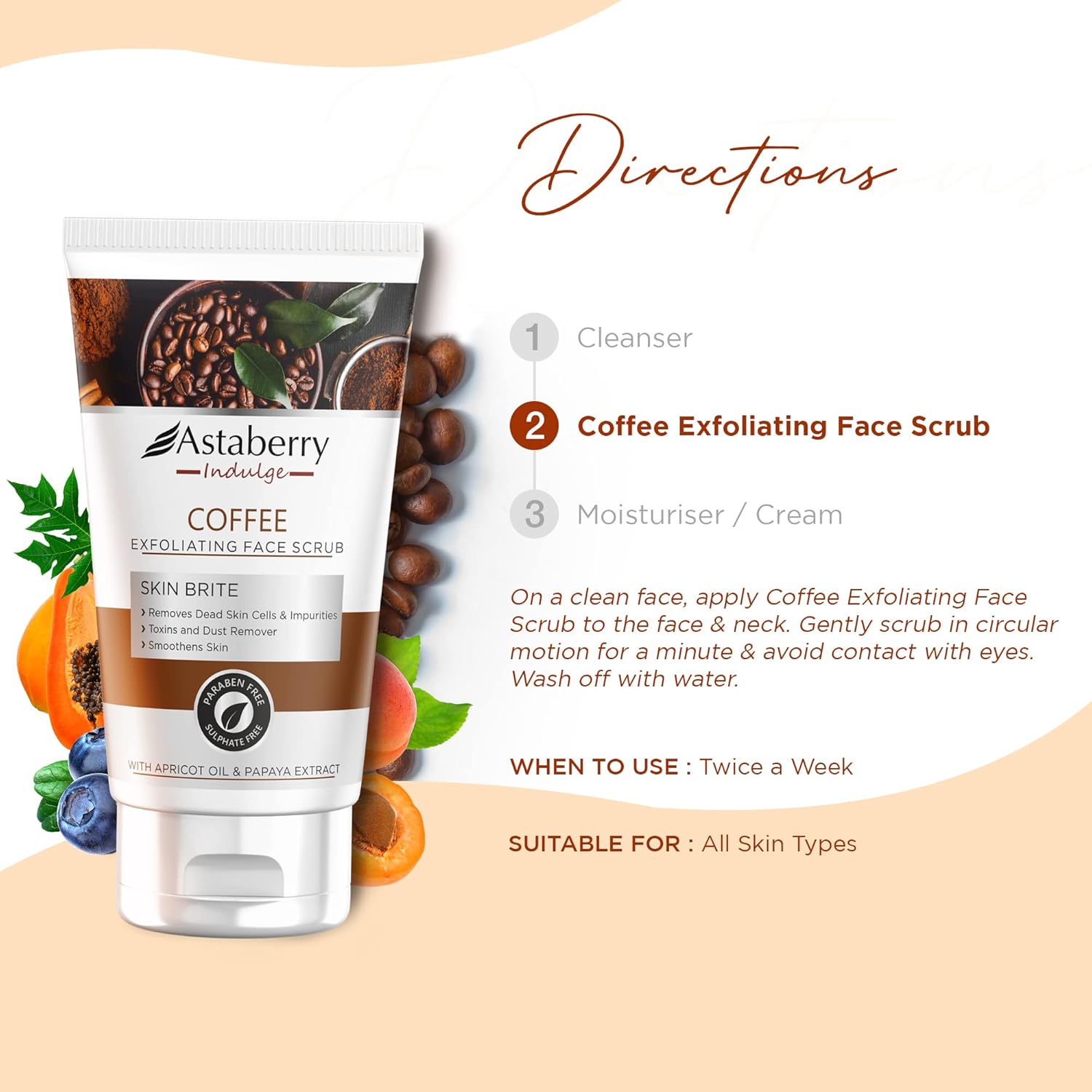 Astaberry Indulge Coffee Exfoliating Face Scrub for Smoothe Skin