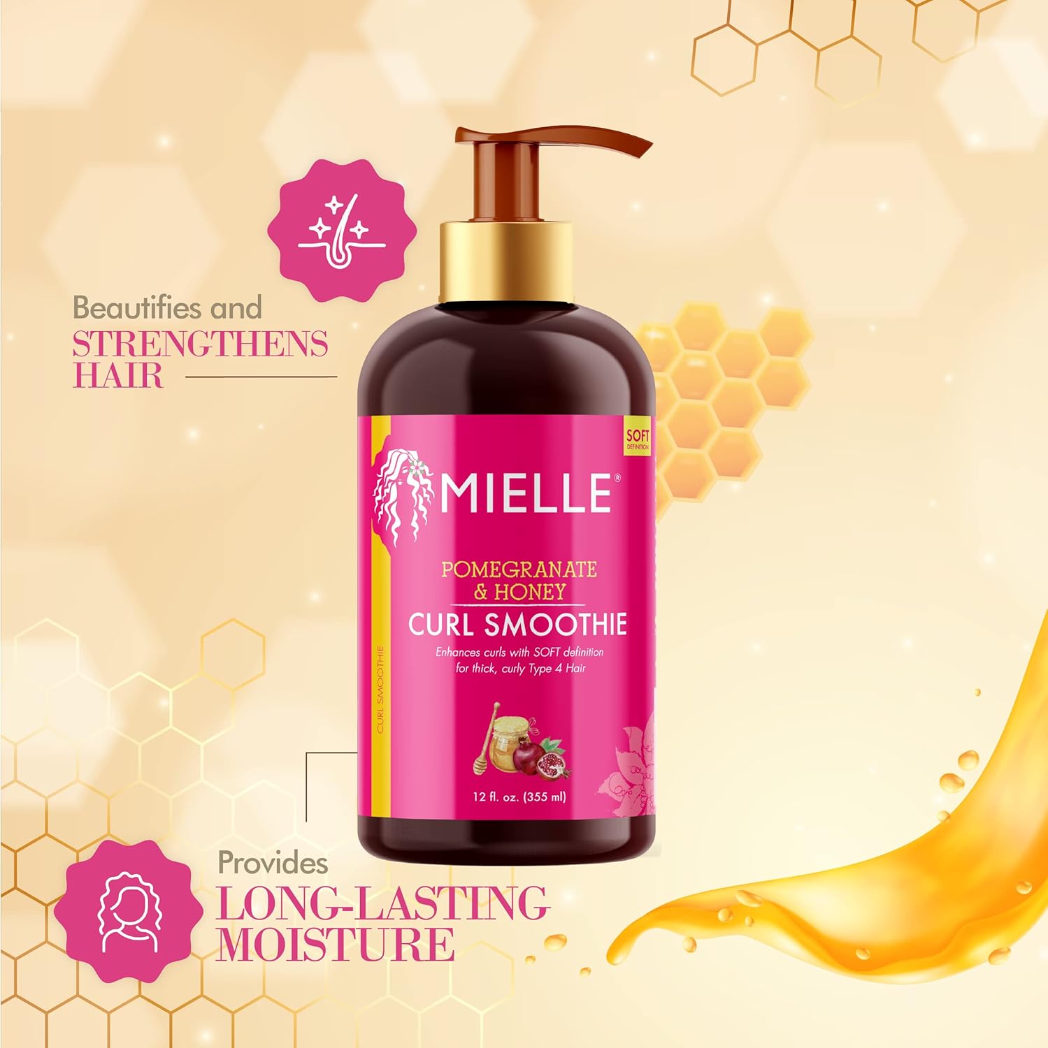 MIELLE Organics Pomegranate & Honey Curl Smoothie, 12 Ounce (355 ml)