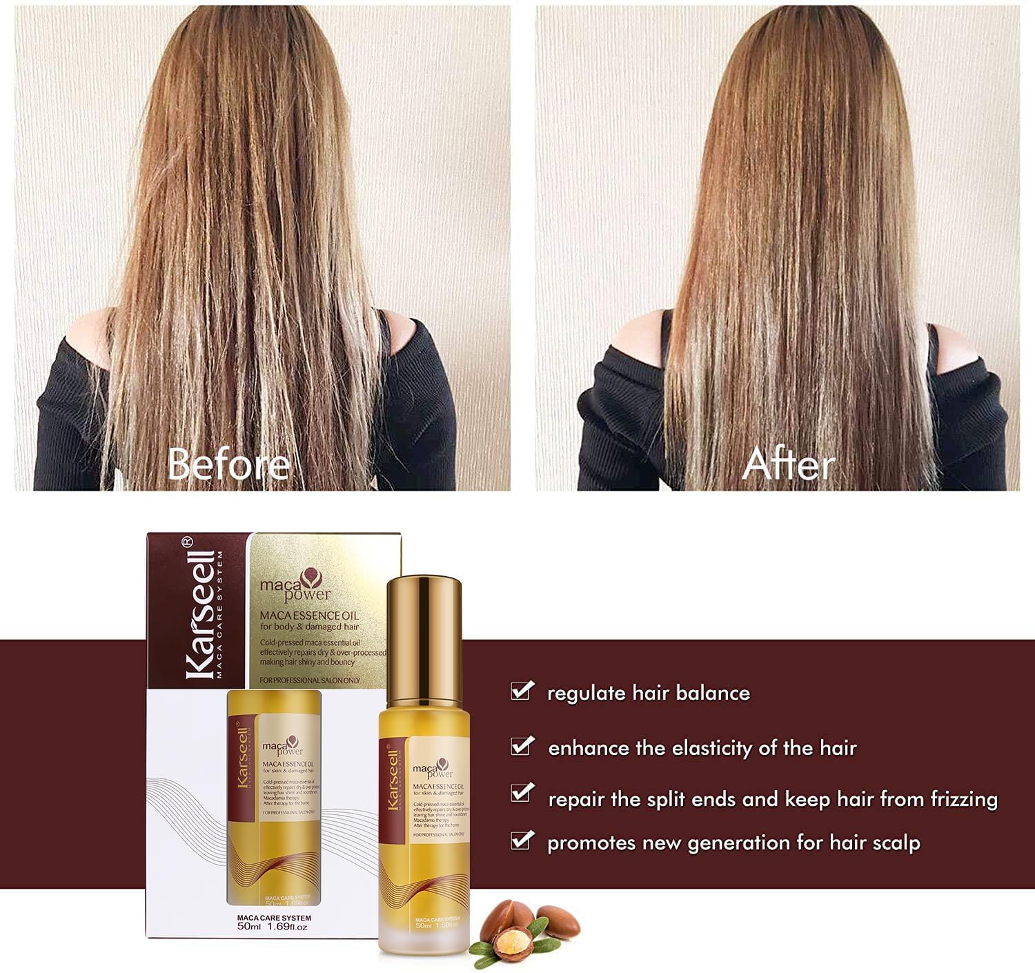 Karseell Maca Essence oil for damaged Hair effectively repair dry hair 50 ml