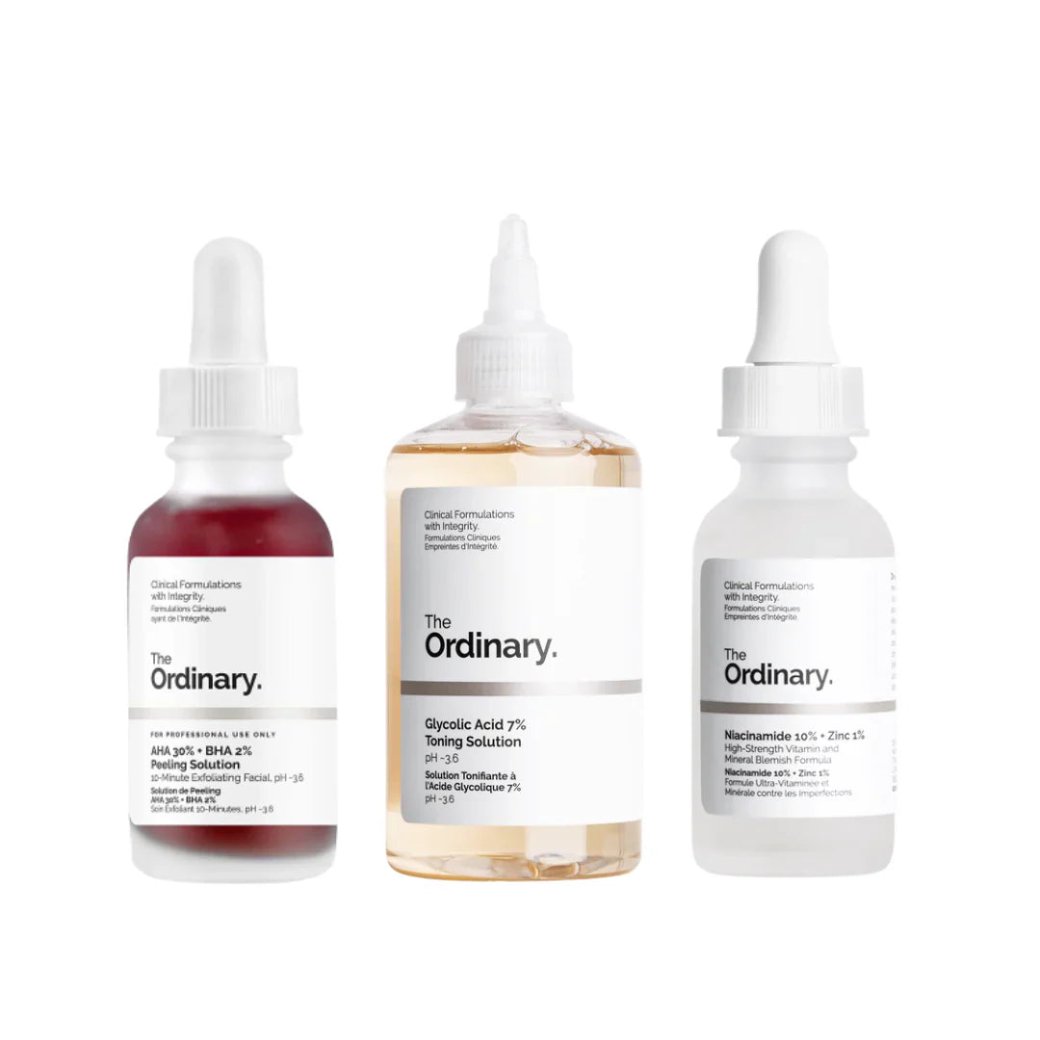 مجموعة The Ordinary Glycolic Toning, Peeling Solution, Niacinamide Combo Pack